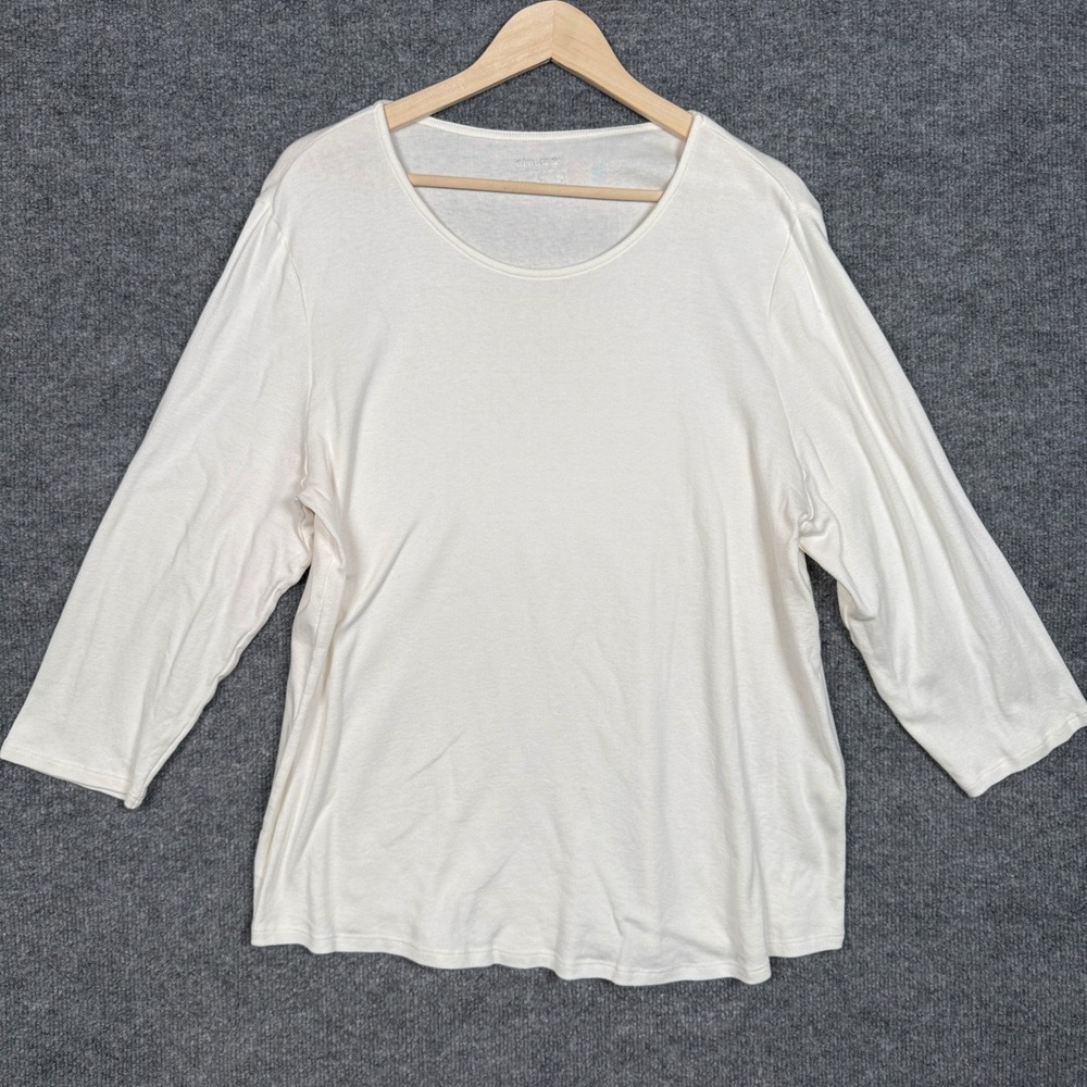 Chico's Sz XXL The Ultimate Tee Beige Supima Cotton Crew Neck Minimalist Capsule